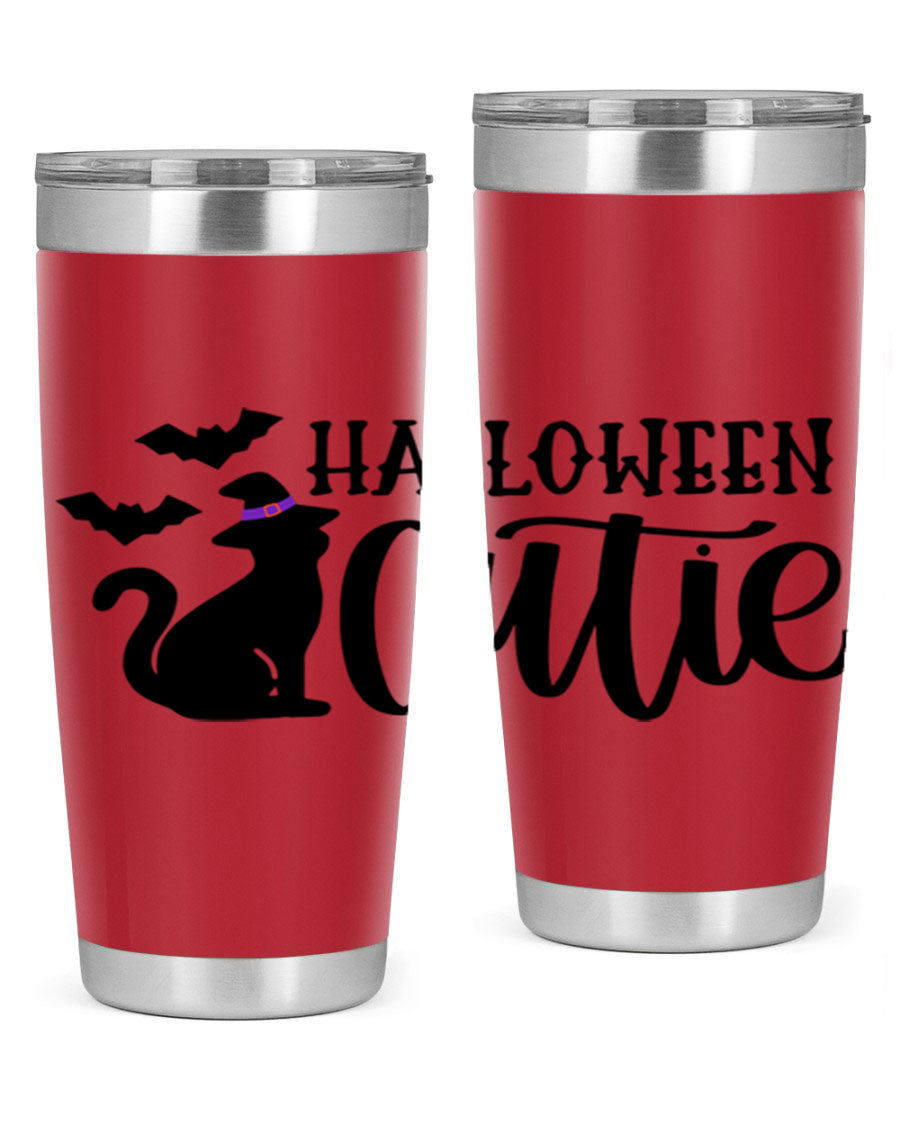 Halloween Cutie 75# Tumbler featuring a festive design, double wall vacuum stainless steel, and a drink-thru lid.