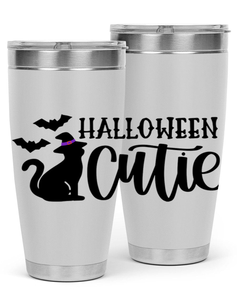 Halloween Cutie 75# Tumbler featuring a festive design, double wall vacuum stainless steel, and a drink-thru lid.