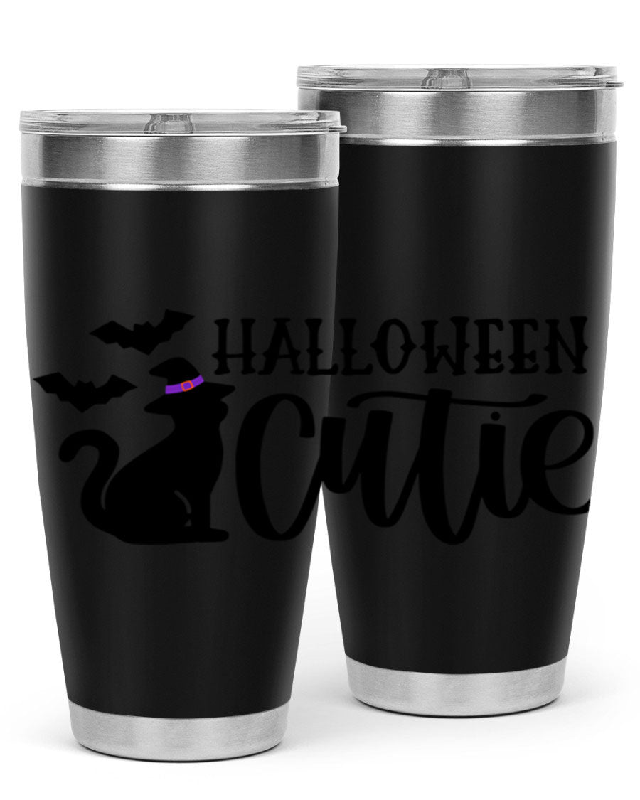 Halloween Cutie 75# Tumbler featuring a festive design, double wall vacuum stainless steel, and a drink-thru lid.