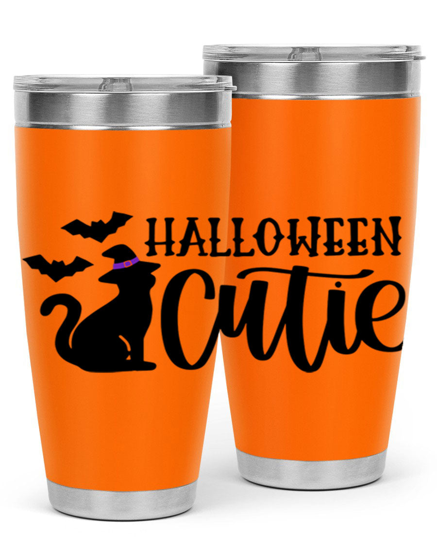 Halloween Cutie 75# Tumbler featuring a festive design, double wall vacuum stainless steel, and a drink-thru lid.