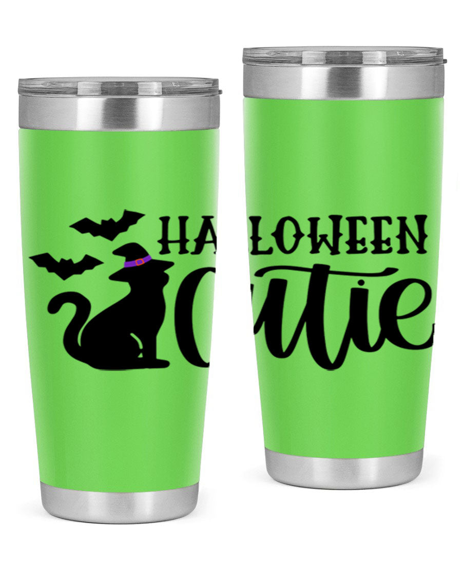 Halloween Cutie 75# Tumbler featuring a festive design, double wall vacuum stainless steel, and a drink-thru lid.