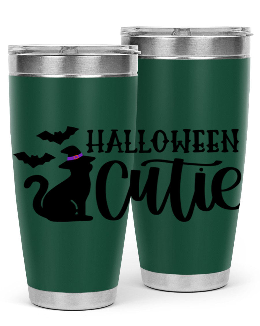 Halloween Cutie 75# Tumbler featuring a festive design, double wall vacuum stainless steel, and a drink-thru lid.