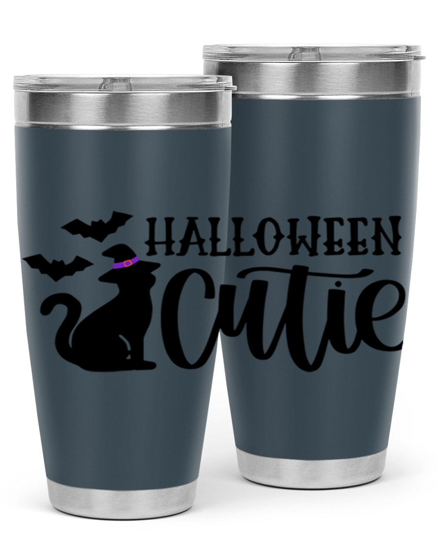 Halloween Cutie 75# Tumbler featuring a festive design, double wall vacuum stainless steel, and a drink-thru lid.