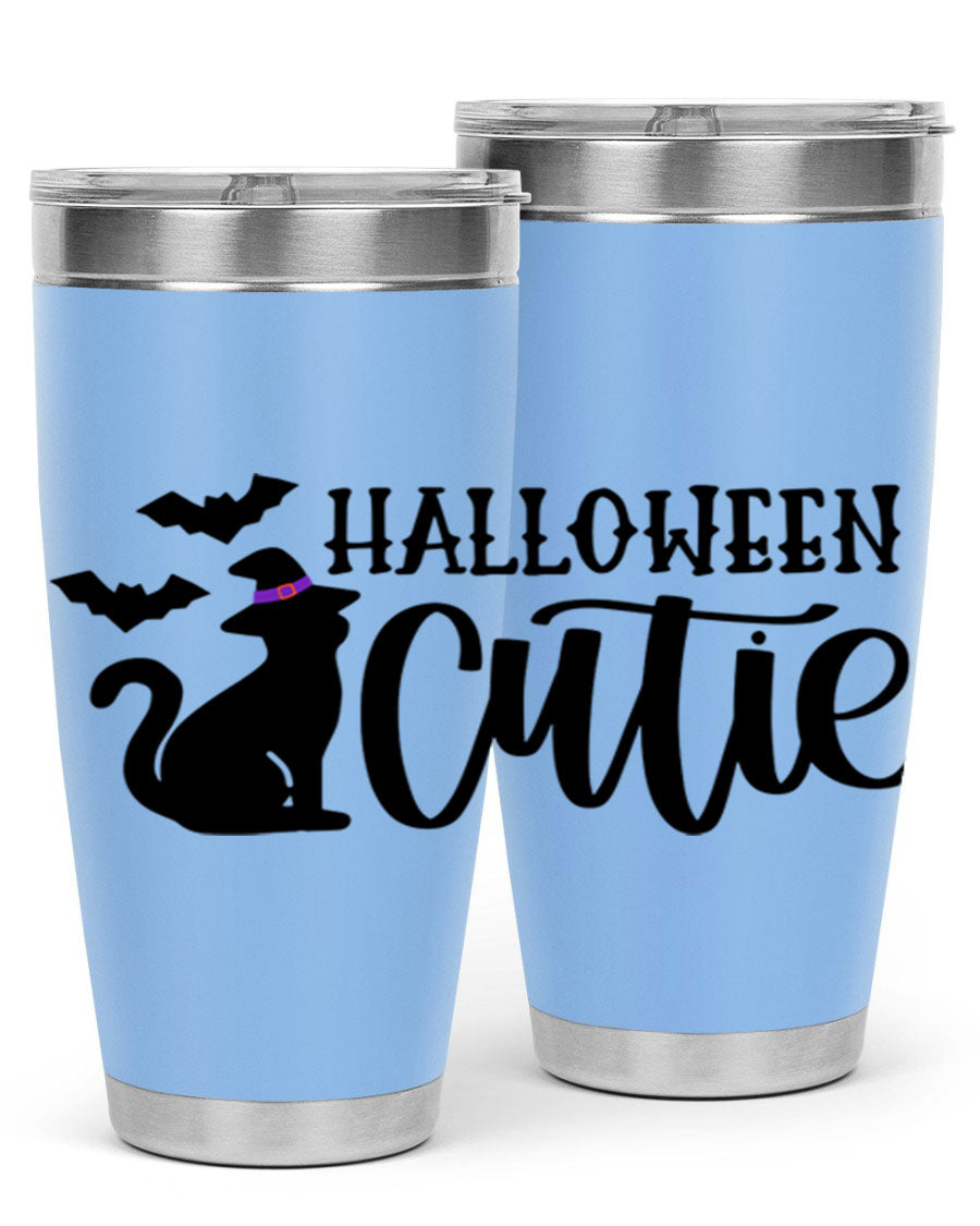 Halloween Cutie 75# Tumbler featuring a festive design, double wall vacuum stainless steel, and a drink-thru lid.