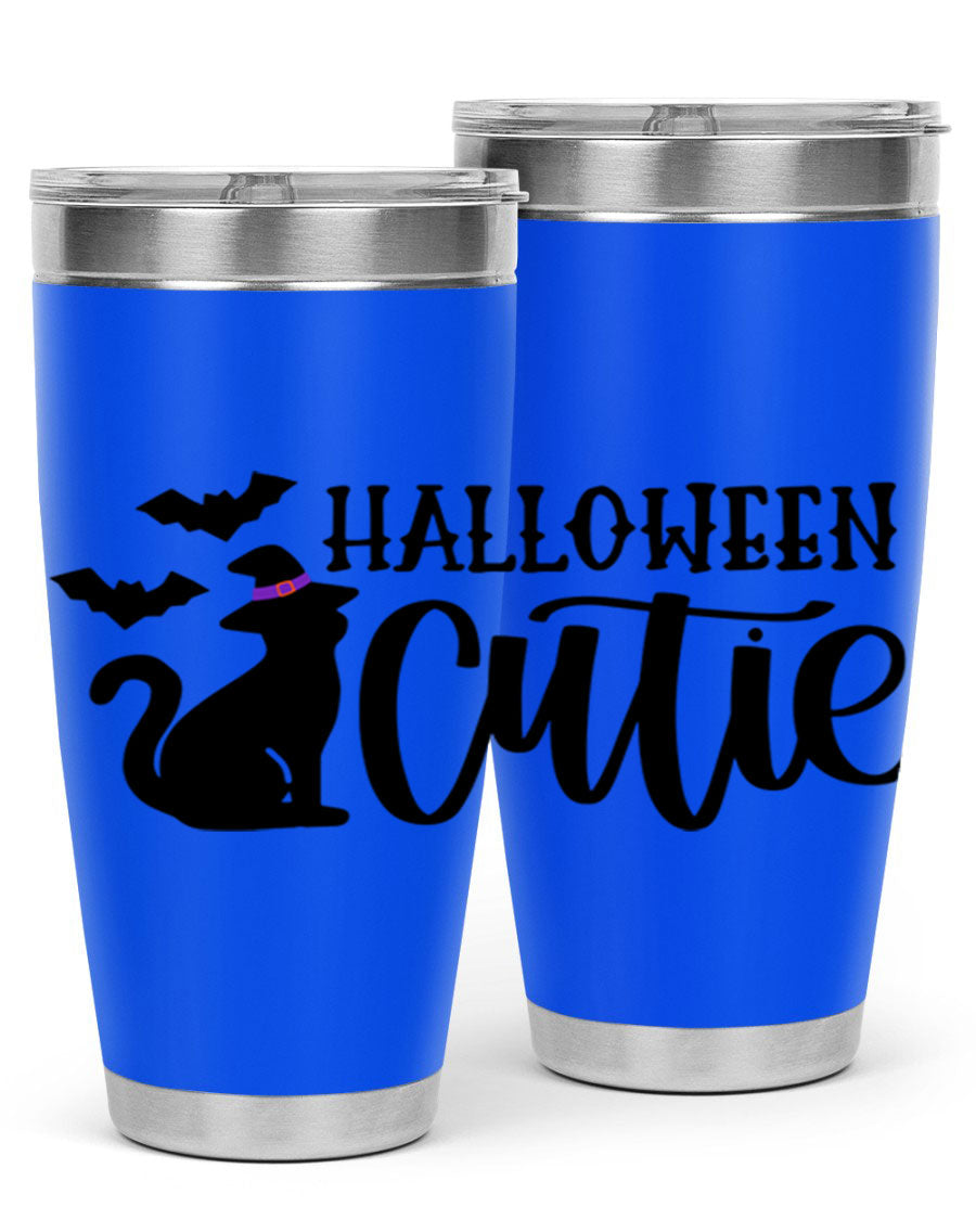 Halloween Cutie 75# Tumbler featuring a festive design, double wall vacuum stainless steel, and a drink-thru lid.