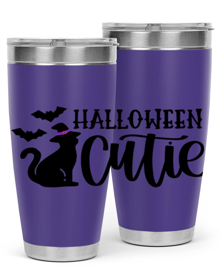 Halloween Cutie 75# Tumbler featuring a festive design, double wall vacuum stainless steel, and a drink-thru lid.