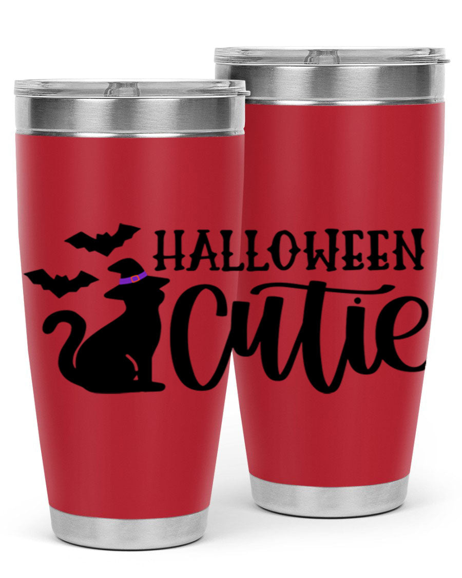 Halloween Cutie 75# Tumbler featuring a festive design, double wall vacuum stainless steel, and a drink-thru lid.