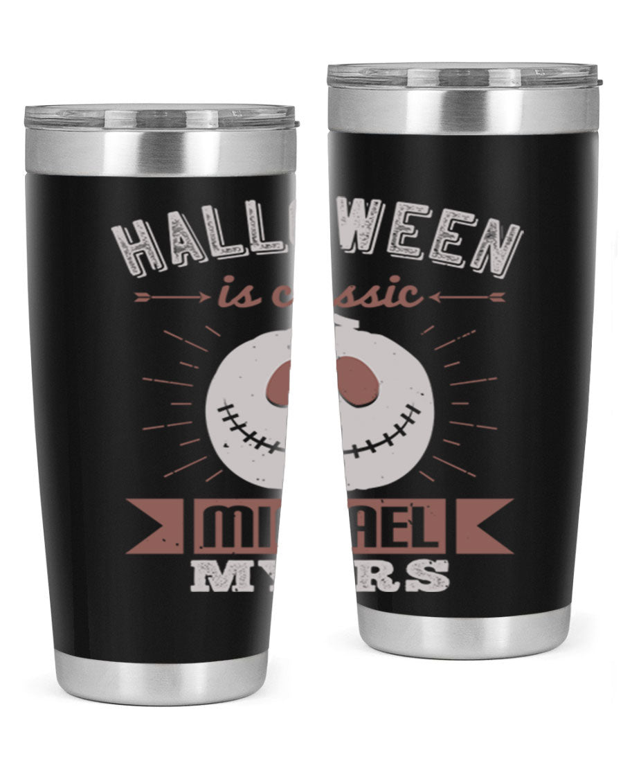 Halloween Classic Michael Myers 20oz Tumbler featuring a stainless steel design with a striking print of Michael Myers.
