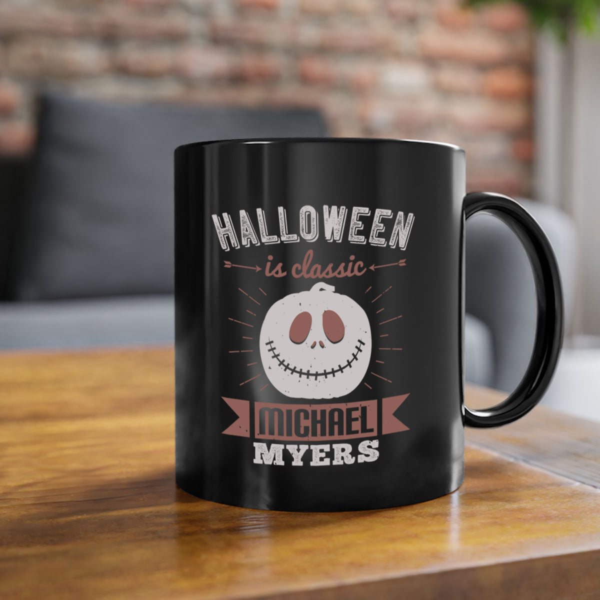 Halloween is Classic Michael Myers Mug featuring a glossy finish and colorful handle, perfect for coffee or tea.