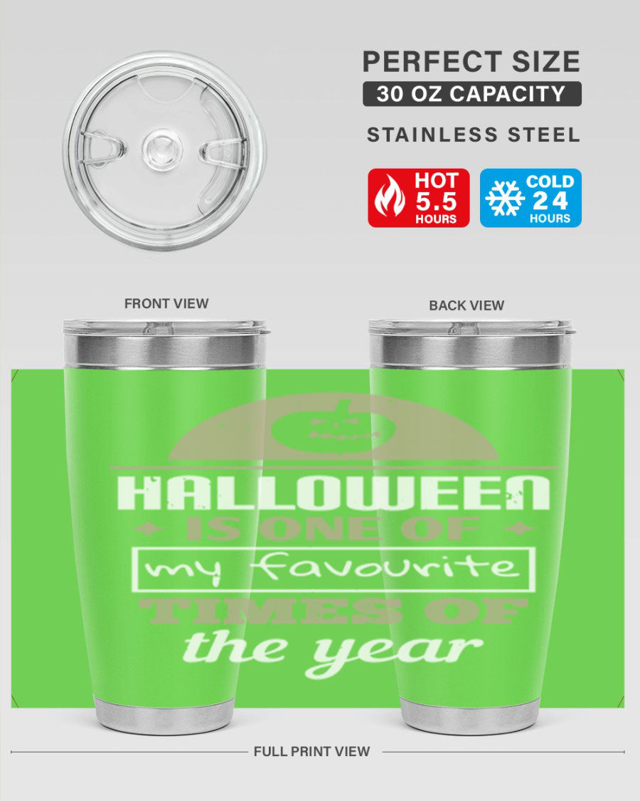 Halloween-themed 20oz tumbler made of stainless steel with a festive design, perfect for hot and cold beverages.