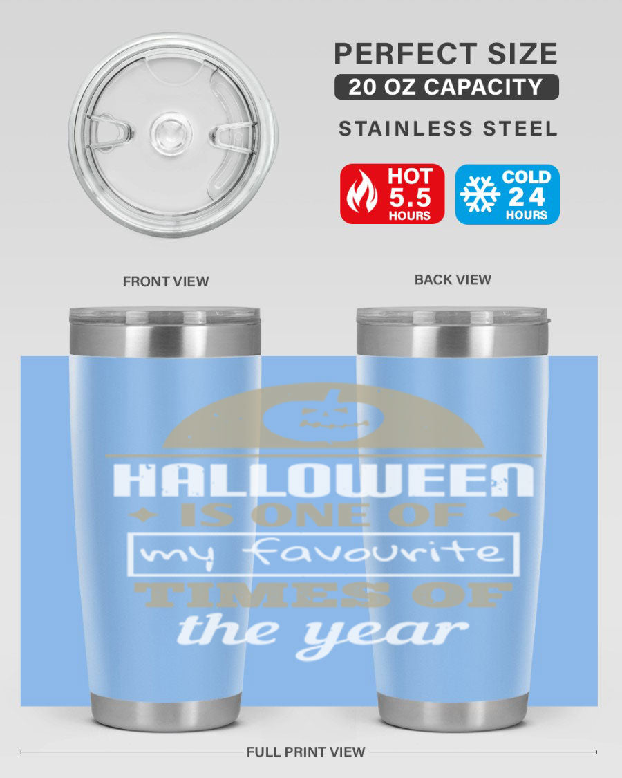 Halloween-themed 20oz tumbler made of stainless steel with a festive design, perfect for hot and cold beverages.