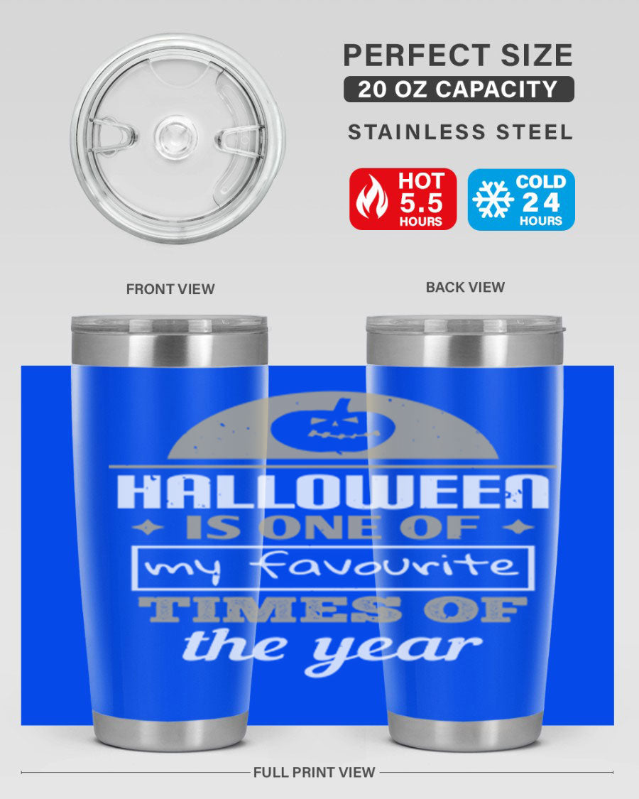 Halloween-themed 20oz tumbler made of stainless steel with a festive design, perfect for hot and cold beverages.