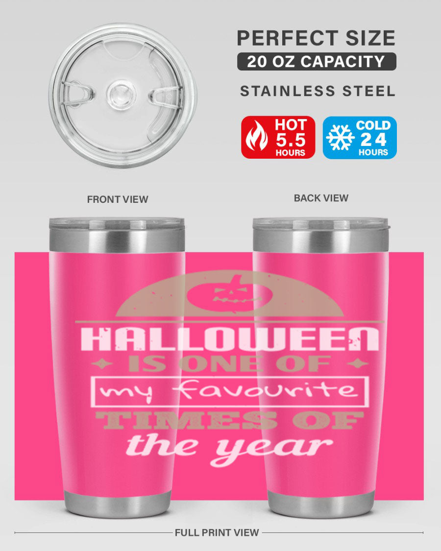 Halloween-themed 20oz tumbler made of stainless steel with a festive design, perfect for hot and cold beverages.