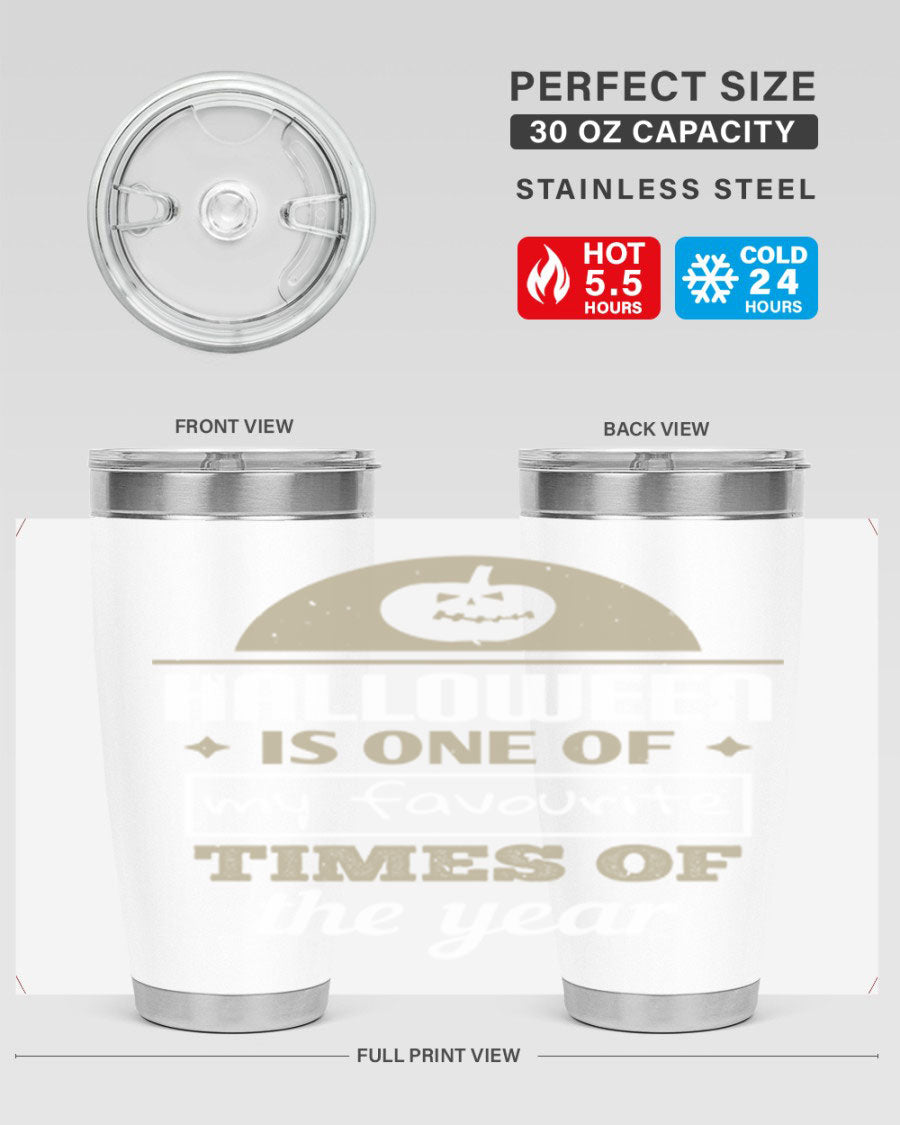 Halloween-themed 20oz tumbler made of stainless steel with a festive design, perfect for hot and cold beverages.