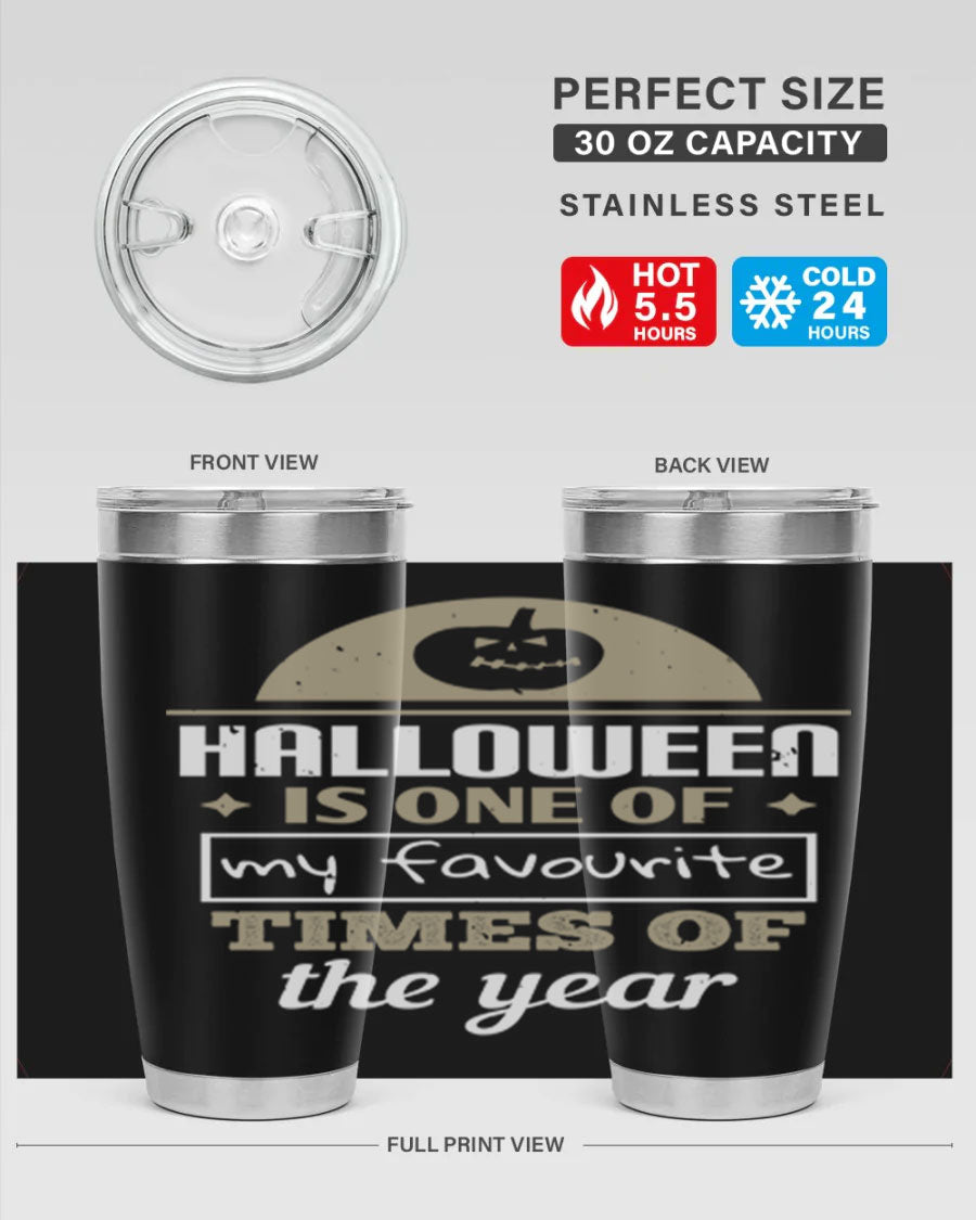 Halloween-themed 20oz tumbler made of stainless steel with a festive design, perfect for hot and cold beverages.