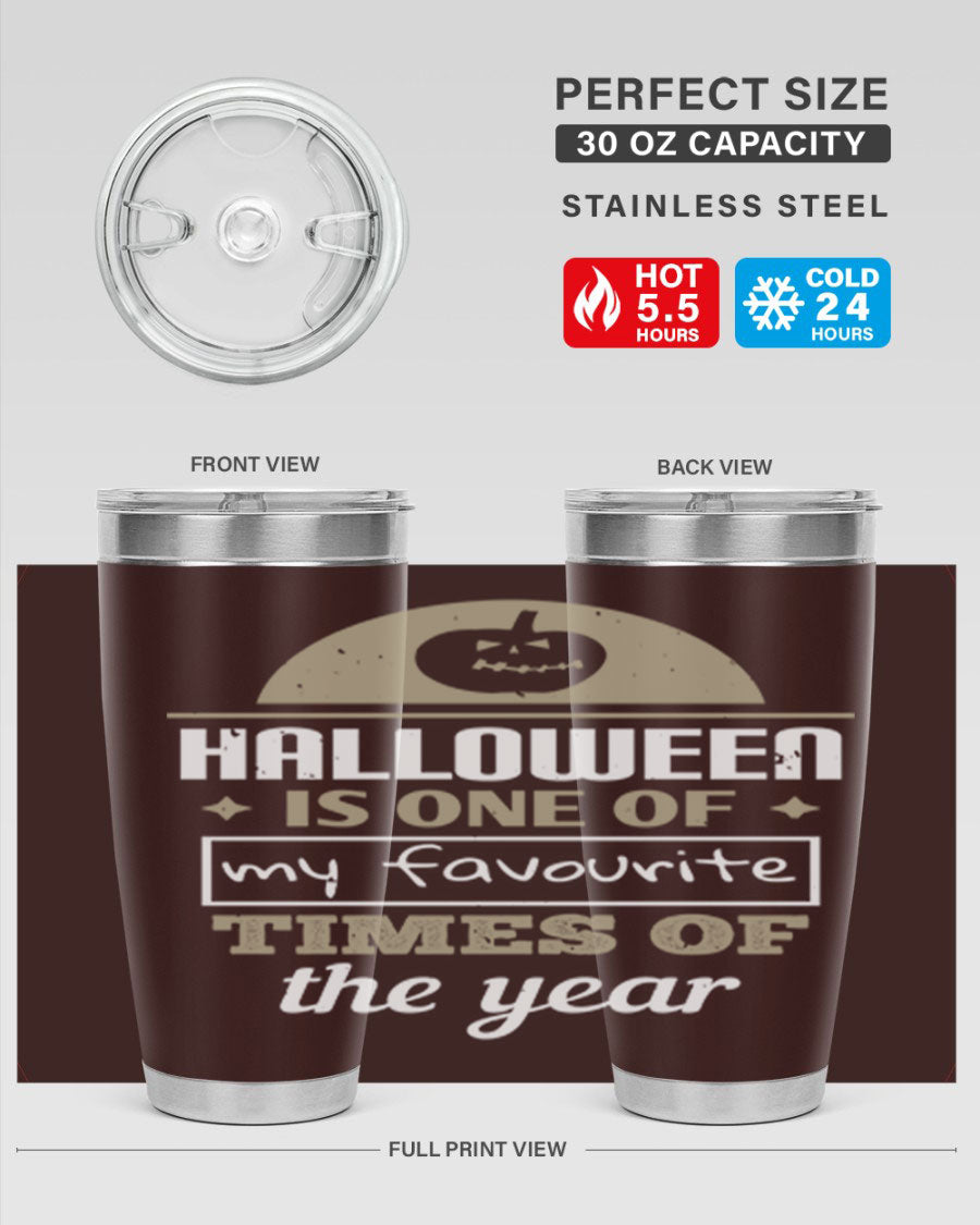 Halloween-themed 20oz tumbler made of stainless steel with a festive design, perfect for hot and cold beverages.