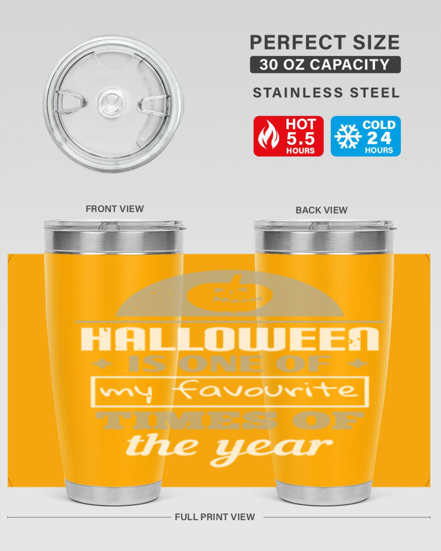 Halloween-themed 20oz tumbler made of stainless steel with a festive design, perfect for hot and cold beverages.