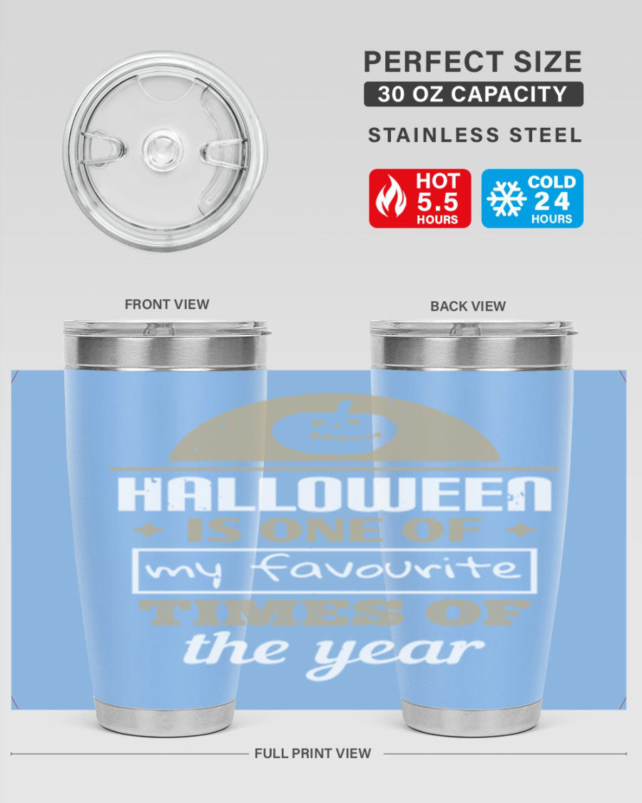 Halloween-themed 20oz tumbler made of stainless steel with a festive design, perfect for hot and cold beverages.