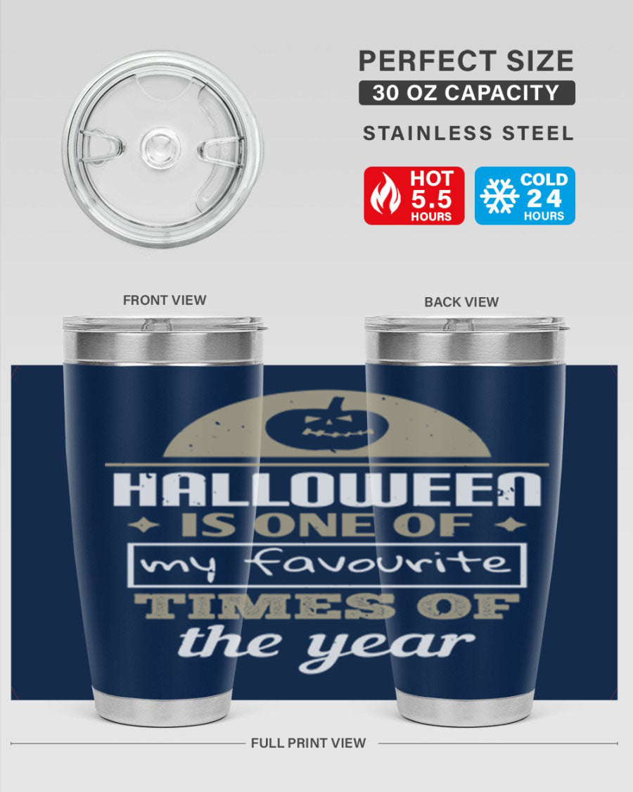 Halloween-themed 20oz tumbler made of stainless steel with a festive design, perfect for hot and cold beverages.