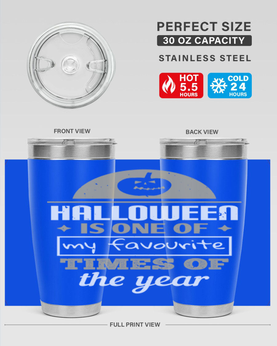 Halloween-themed 20oz tumbler made of stainless steel with a festive design, perfect for hot and cold beverages.