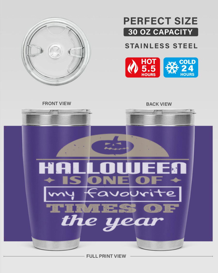 Halloween-themed 20oz tumbler made of stainless steel with a festive design, perfect for hot and cold beverages.