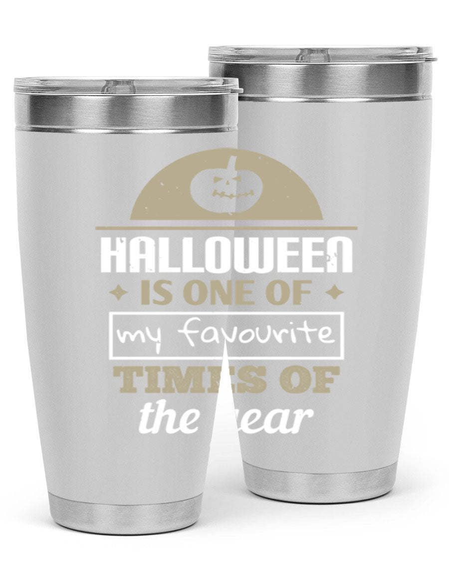Halloween-themed 20oz tumbler made of stainless steel with a festive design, perfect for hot and cold beverages.
