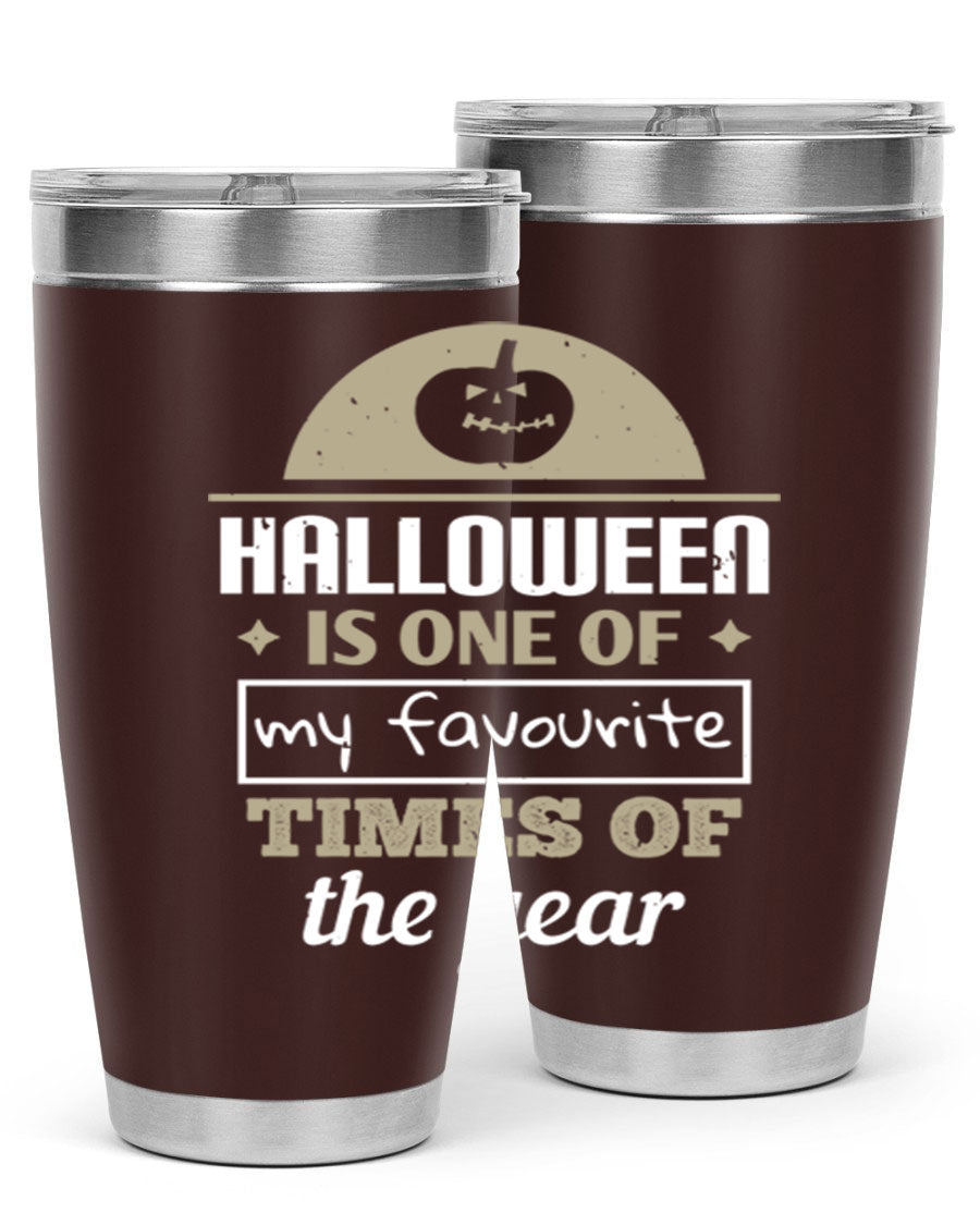 Halloween-themed 20oz tumbler made of stainless steel with a festive design, perfect for hot and cold beverages.