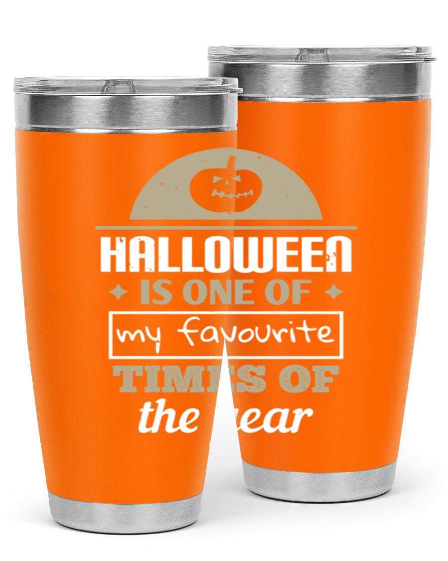 Halloween-themed 20oz tumbler made of stainless steel with a festive design, perfect for hot and cold beverages.