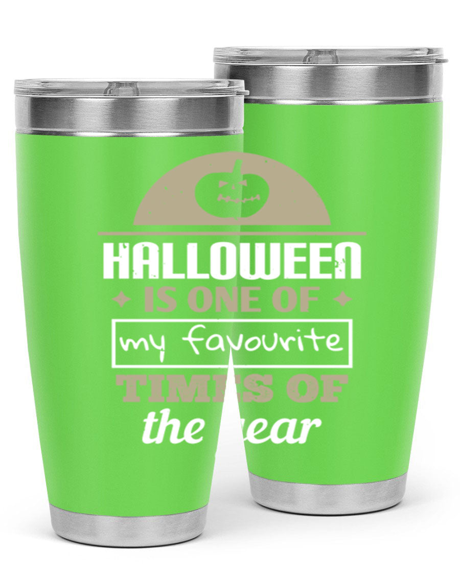 Halloween-themed 20oz tumbler made of stainless steel with a festive design, perfect for hot and cold beverages.
