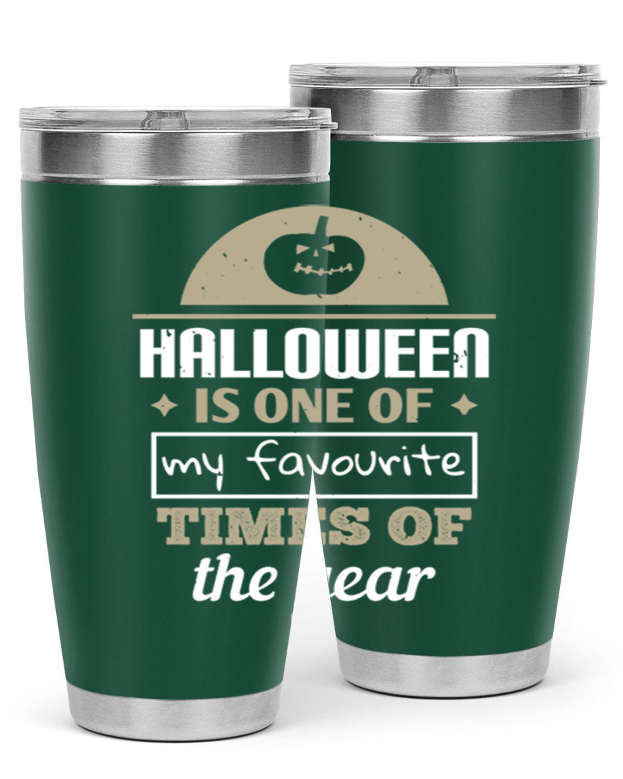 Halloween-themed 20oz tumbler made of stainless steel with a festive design, perfect for hot and cold beverages.