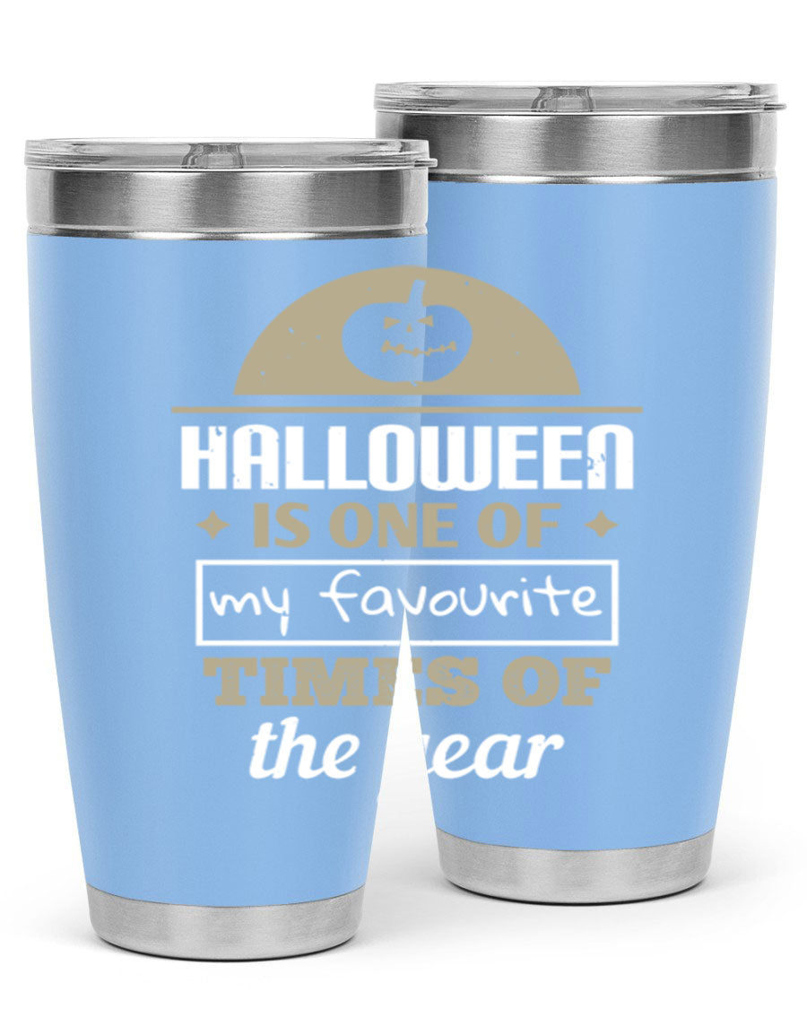 Halloween-themed 20oz tumbler made of stainless steel with a festive design, perfect for hot and cold beverages.