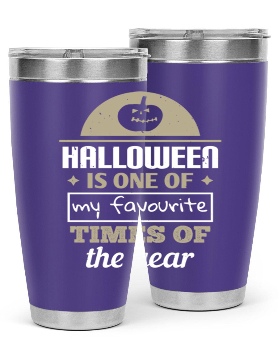 Halloween-themed 20oz tumbler made of stainless steel with a festive design, perfect for hot and cold beverages.