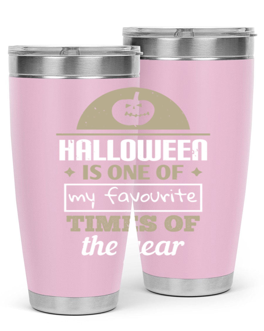 Halloween-themed 20oz tumbler made of stainless steel with a festive design, perfect for hot and cold beverages.