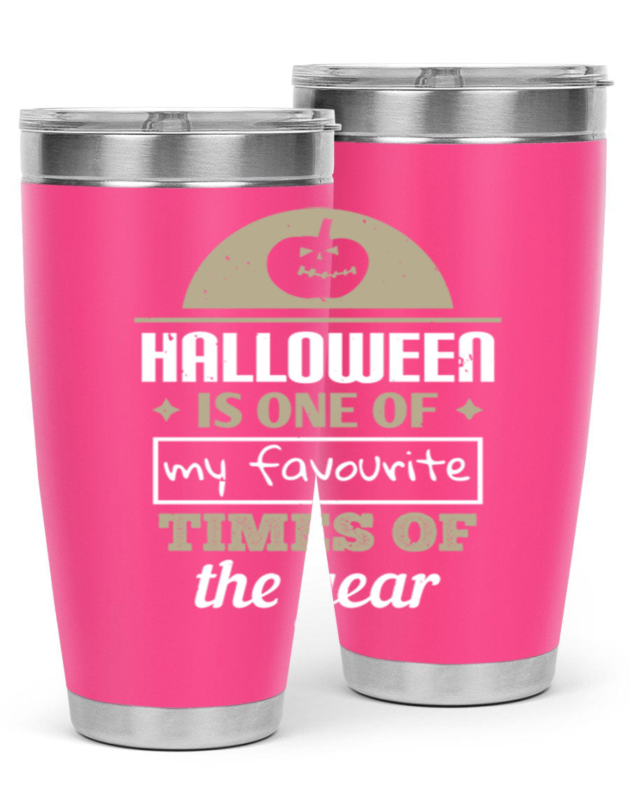 Halloween-themed 20oz tumbler made of stainless steel with a festive design, perfect for hot and cold beverages.