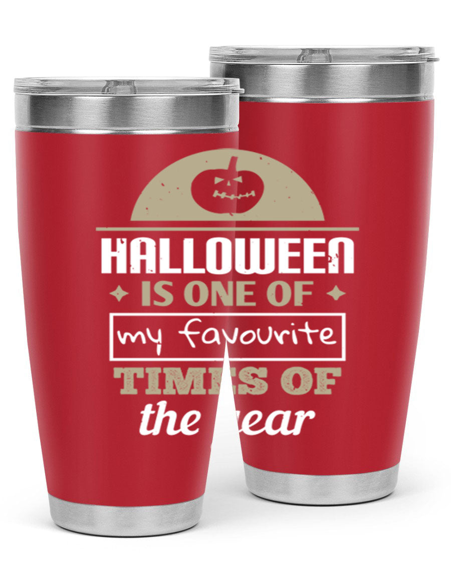 Halloween-themed 20oz tumbler made of stainless steel with a festive design, perfect for hot and cold beverages.