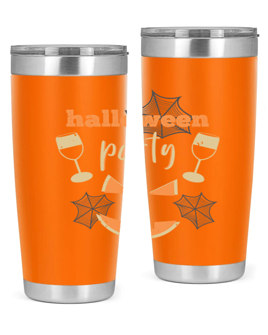 20oz Halloween Party Tumbler made of stainless steel with a festive design, perfect for hot and cold beverages.
