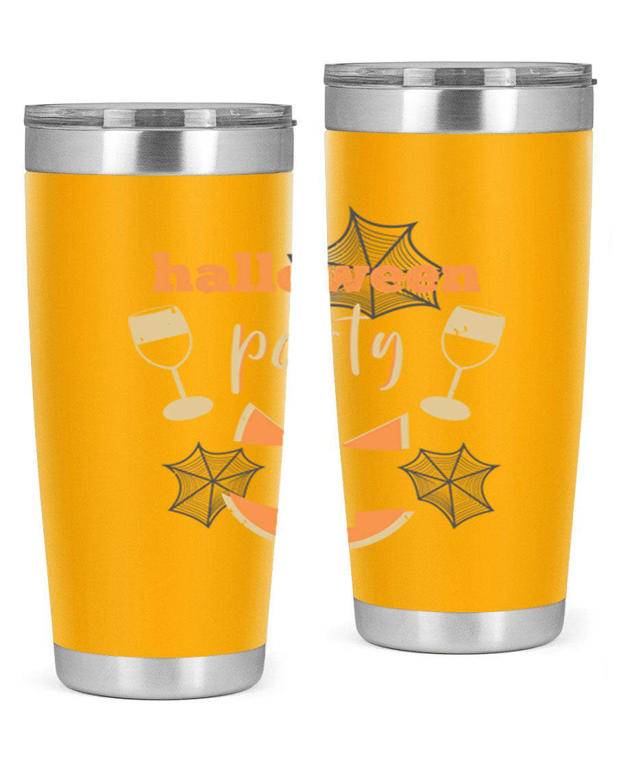 20oz Halloween Party Tumbler made of stainless steel with a festive design, perfect for hot and cold beverages.