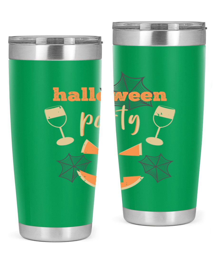 20oz Halloween Party Tumbler made of stainless steel with a festive design, perfect for hot and cold beverages.