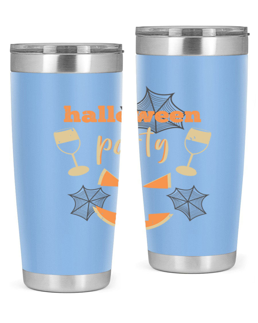 20oz Halloween Party Tumbler made of stainless steel with a festive design, perfect for hot and cold beverages.