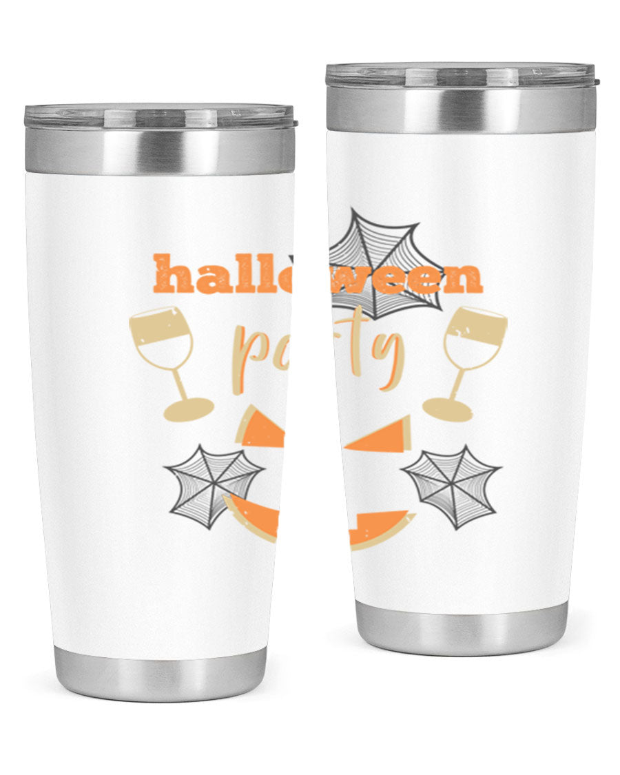 20oz Halloween Party Tumbler made of stainless steel with a festive design, perfect for hot and cold beverages.