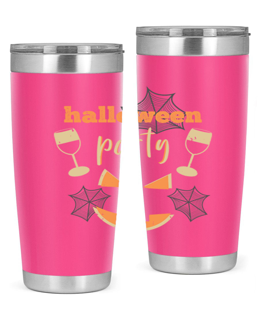 20oz Halloween Party Tumbler made of stainless steel with a festive design, perfect for hot and cold beverages.