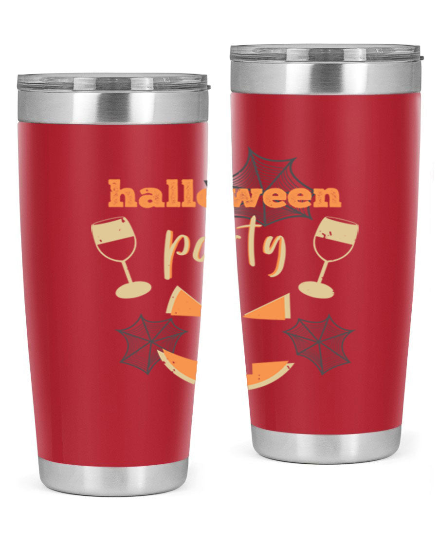 20oz Halloween Party Tumbler made of stainless steel with a festive design, perfect for hot and cold beverages.