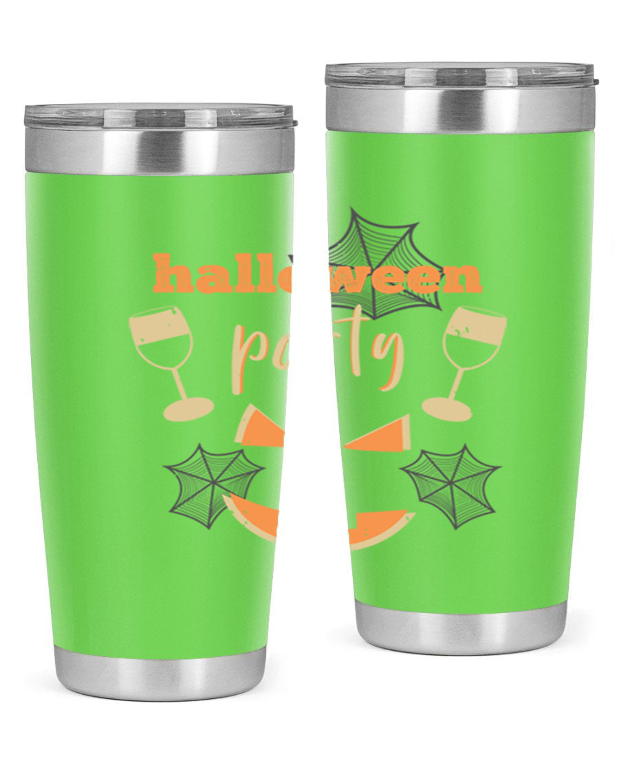 20oz Halloween Party Tumbler made of stainless steel with a festive design, perfect for hot and cold beverages.