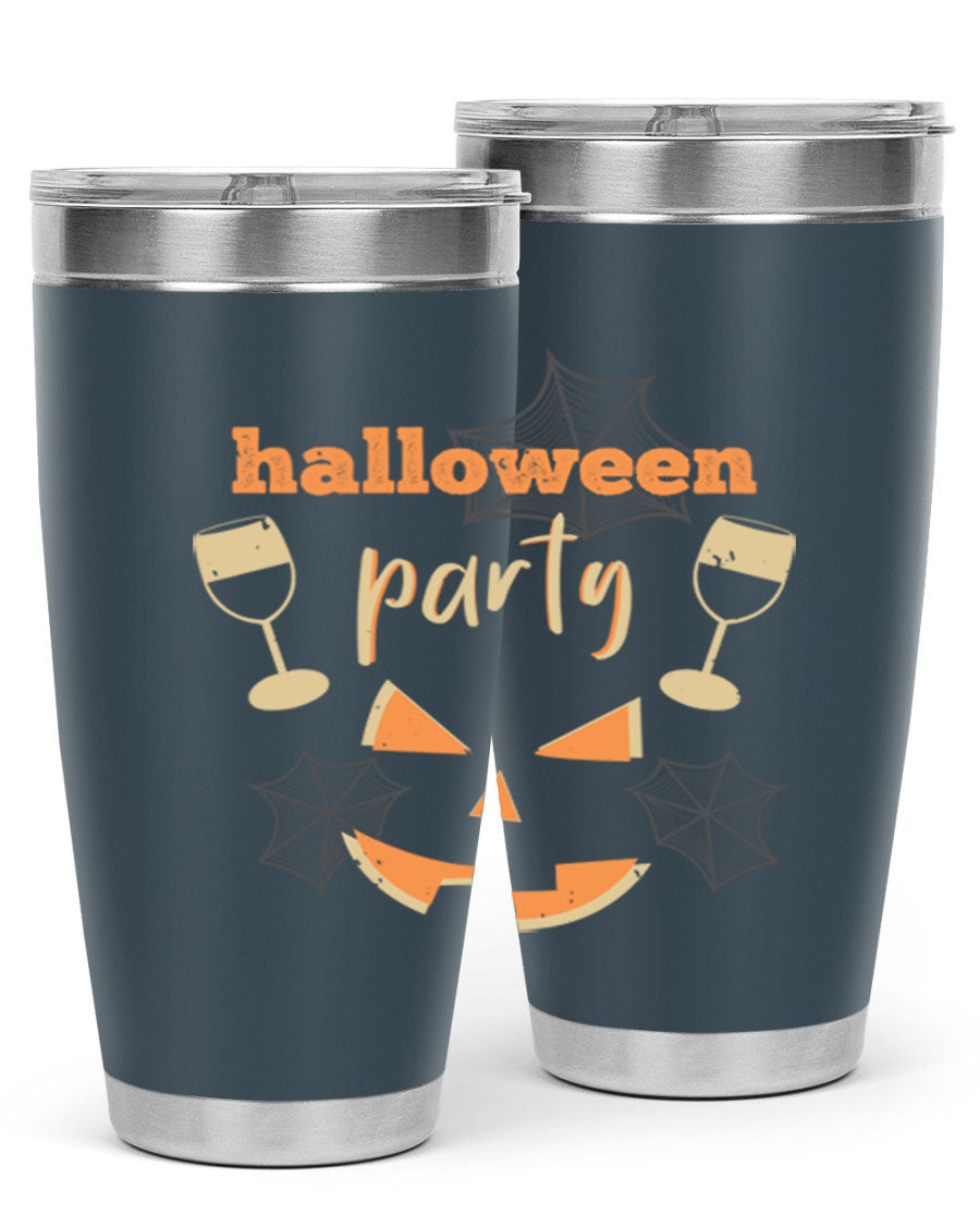 20oz Halloween Party Tumbler made of stainless steel with a festive design, perfect for hot and cold beverages.