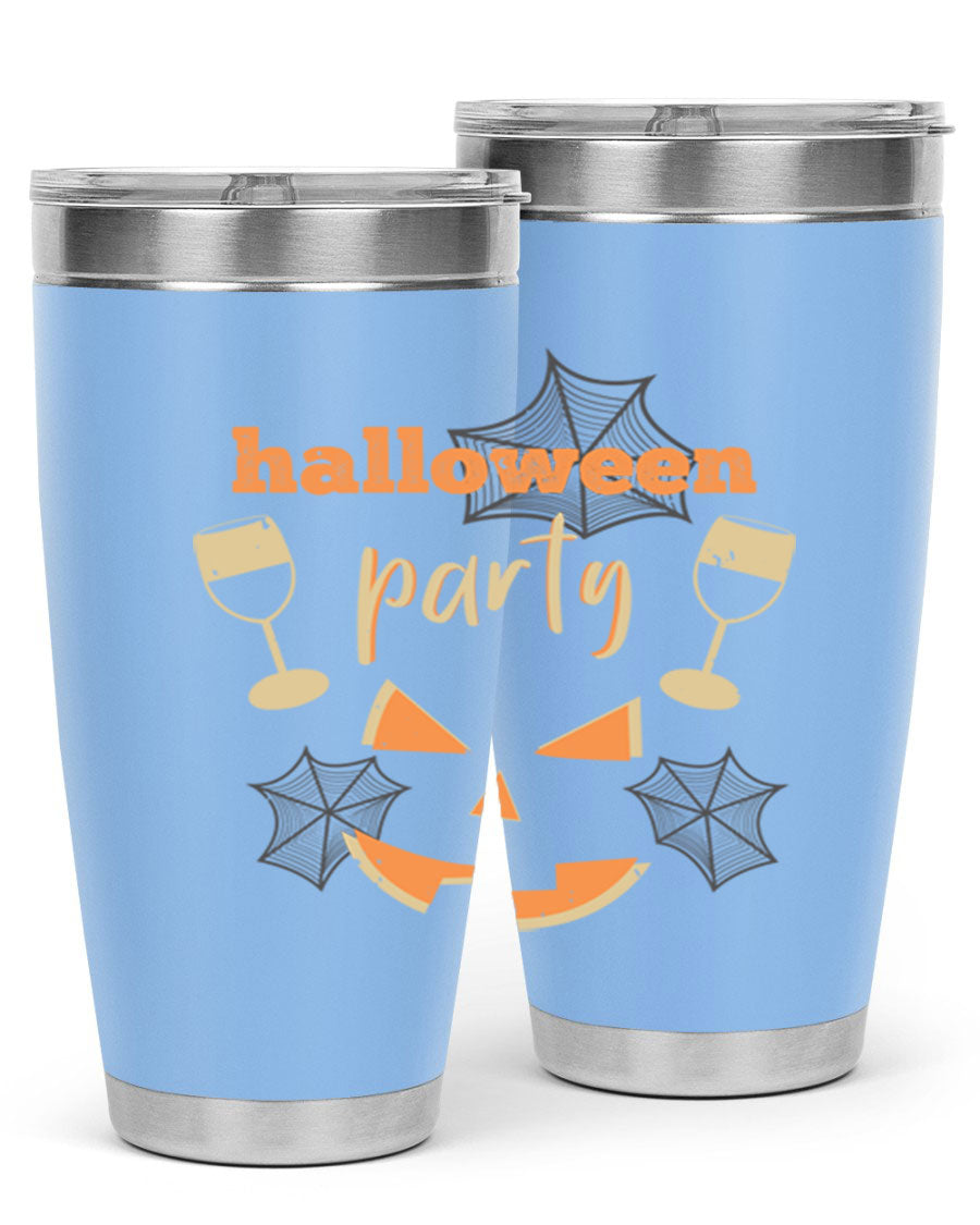 20oz Halloween Party Tumbler made of stainless steel with a festive design, perfect for hot and cold beverages.