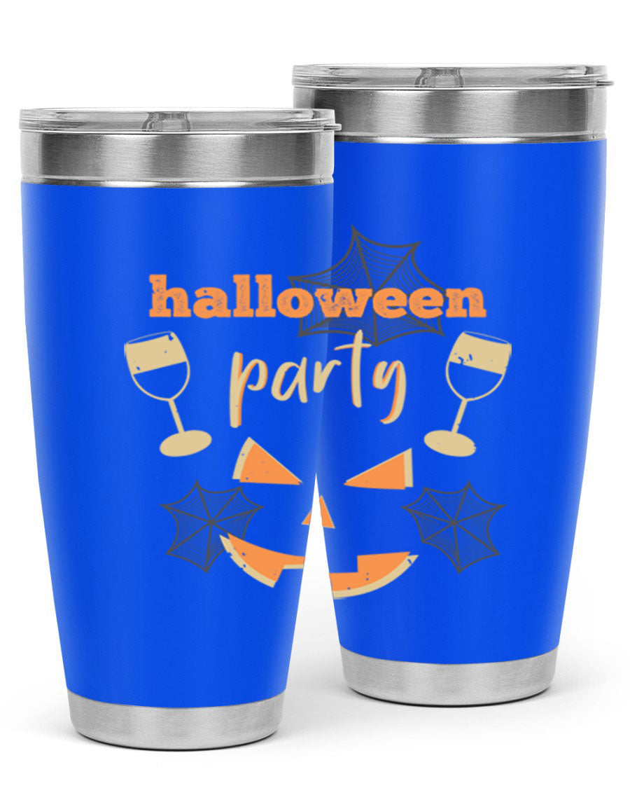20oz Halloween Party Tumbler made of stainless steel with a festive design, perfect for hot and cold beverages.