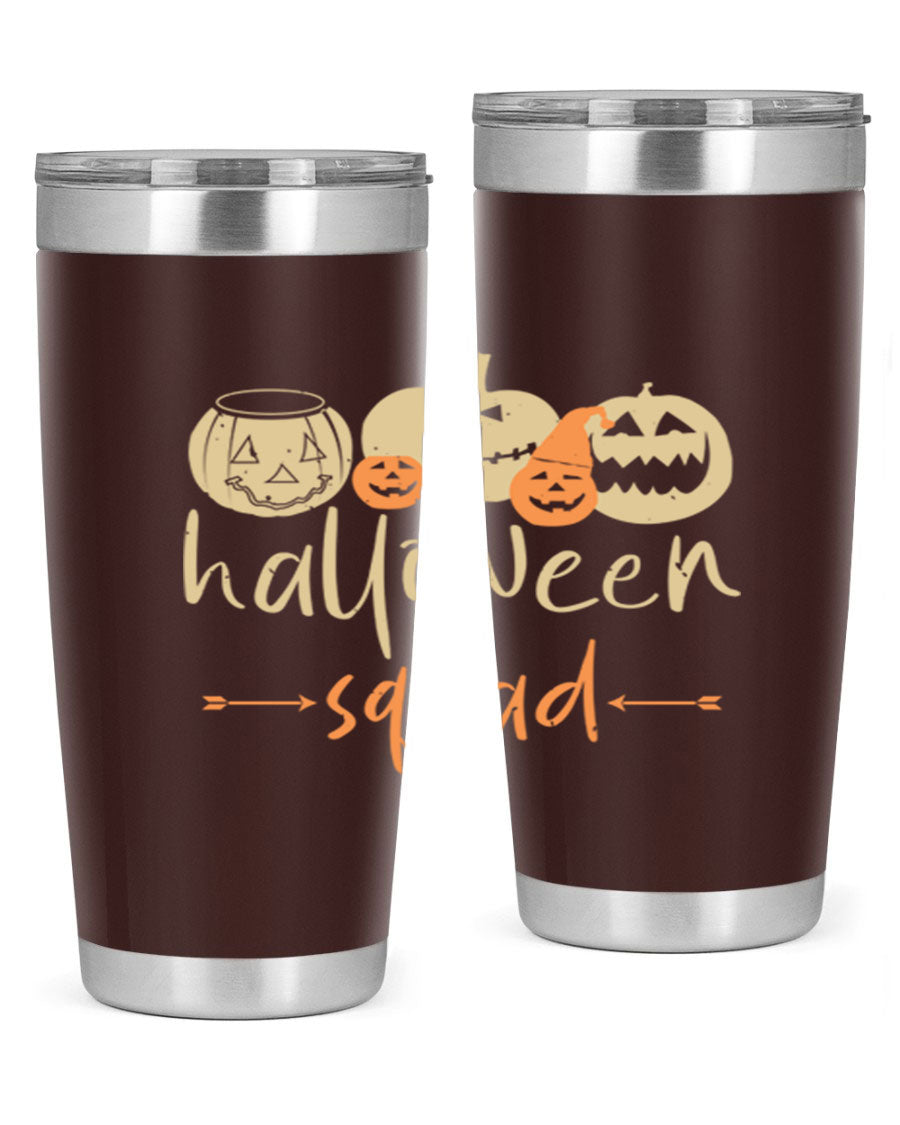 Halloween Squad 159# Tumbler featuring a stylish design, double wall vacuum insulation, and a drink-thru lid, perfect for hot and cold beverages.