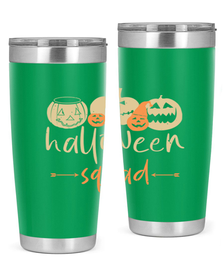 Halloween Squad 159# Tumbler featuring a stylish design, double wall vacuum insulation, and a drink-thru lid, perfect for hot and cold beverages.