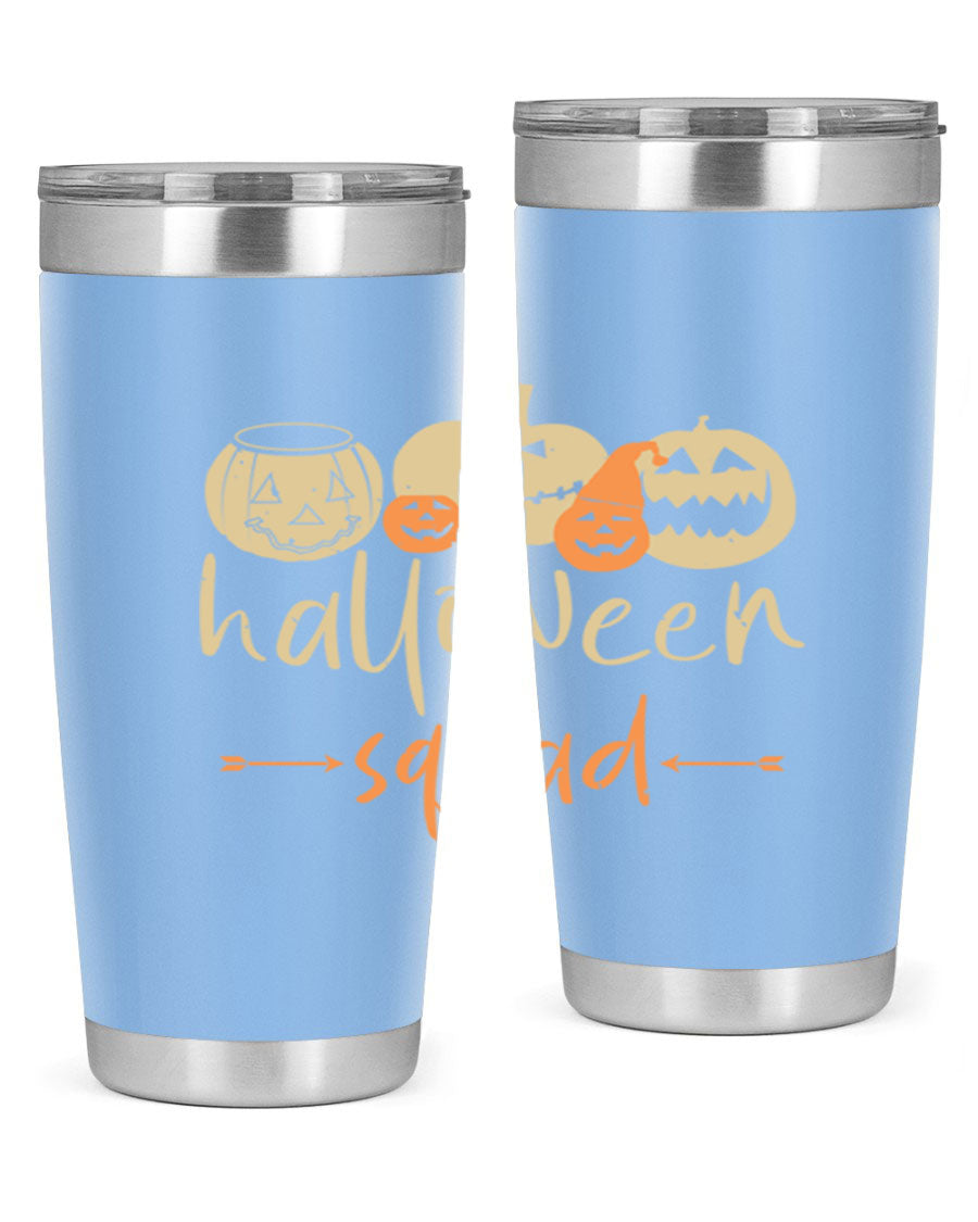 Halloween Squad 159# Tumbler featuring a stylish design, double wall vacuum insulation, and a drink-thru lid, perfect for hot and cold beverages.