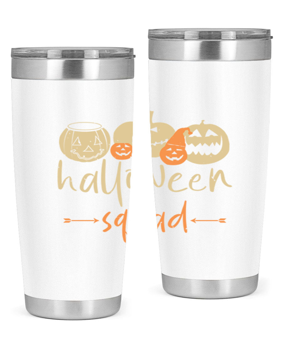 Halloween Squad 159# Tumbler featuring a stylish design, double wall vacuum insulation, and a drink-thru lid, perfect for hot and cold beverages.